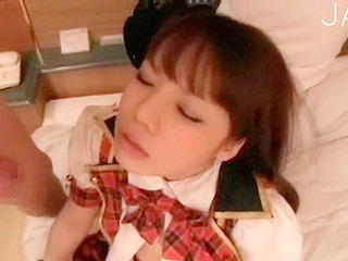 Nippon teen's deep-throated XXX blowjob leaves him shot.